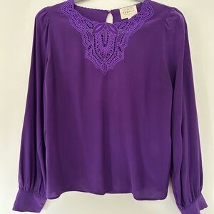 Sezane Purple Blouse with Lace Detail